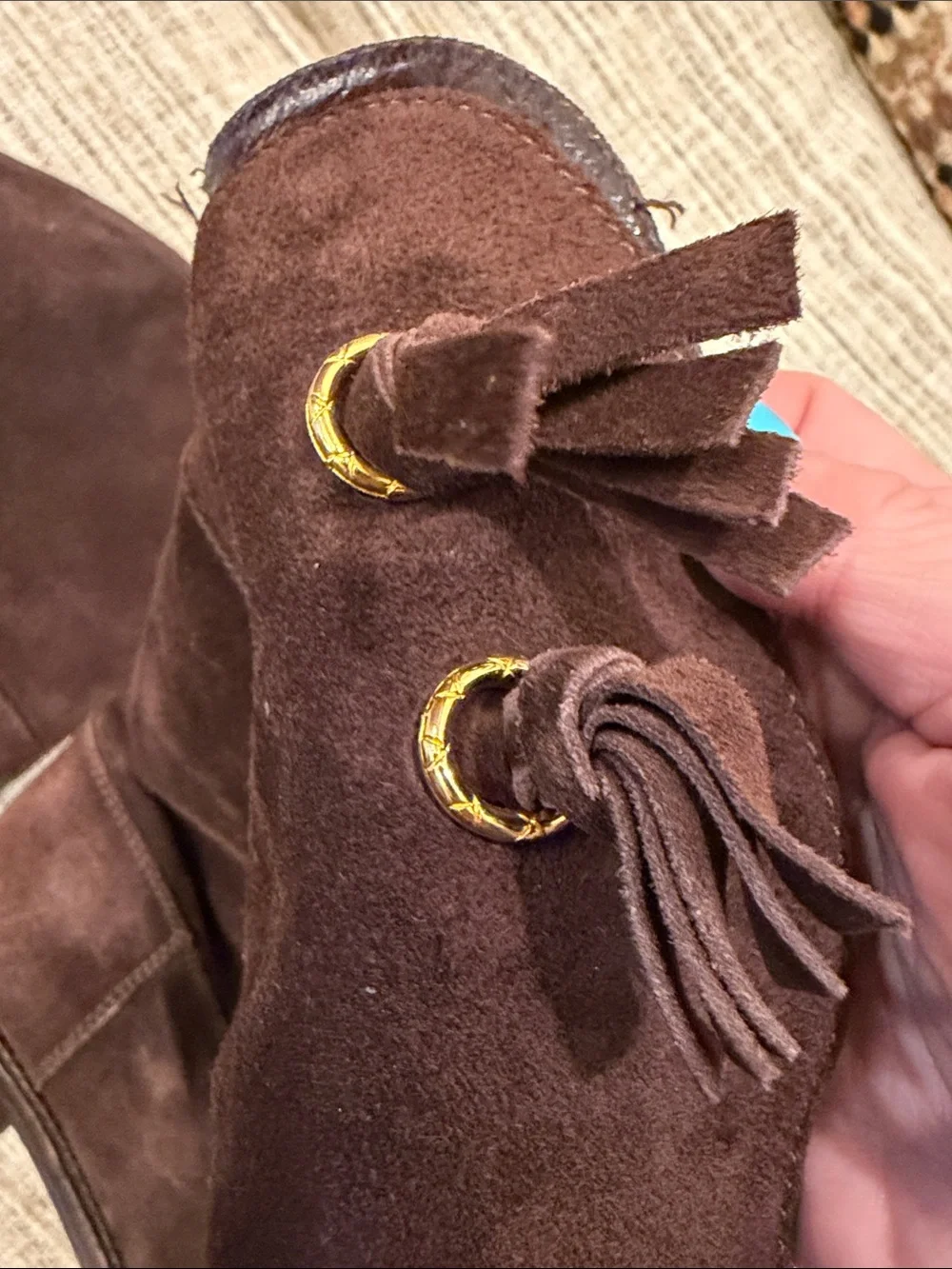 Chanel Women's Tall Suede Boots in Dark Brown Size 40